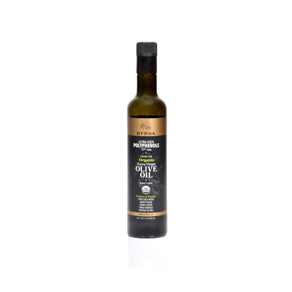 BYRSA Chetoui Ultra High Polyphenol 1371mg/KG Organic Extra Virgin Olive Oil Image
