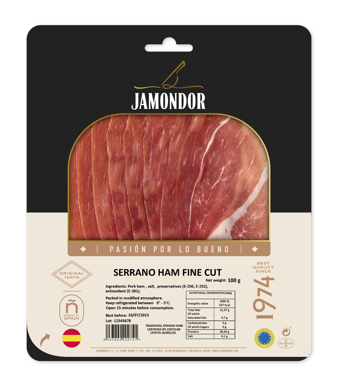 SERRANO HAM SLICED FINE CUT 100 GRAMS CURED 14 MONTHS Image