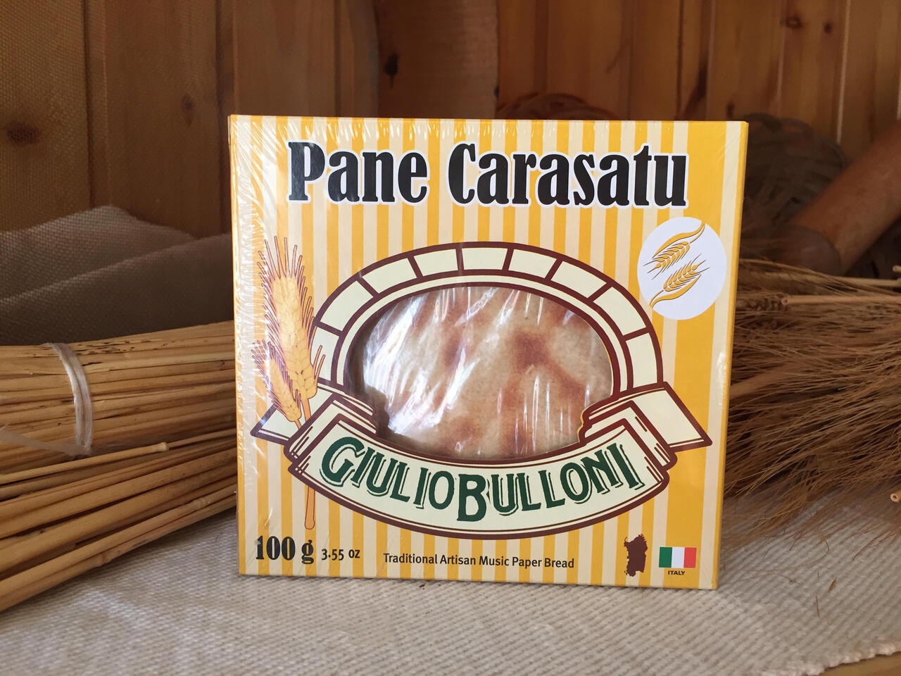 Pane Carasatu Mignon 100g  Bread of Sardinia - Traditional Thin and crispy, handcrafted in Sardinia following authentic recipes. Available Variants: Guttiau, Herbes, Pepper Image