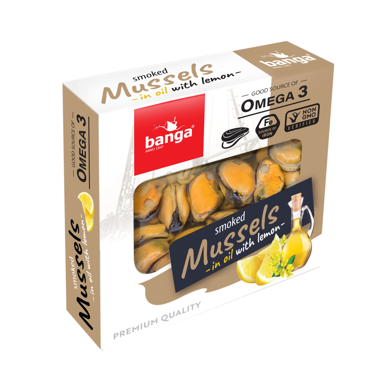 Smoked Mussels in Oil with Lemon 120g (Transparent Lid) Image