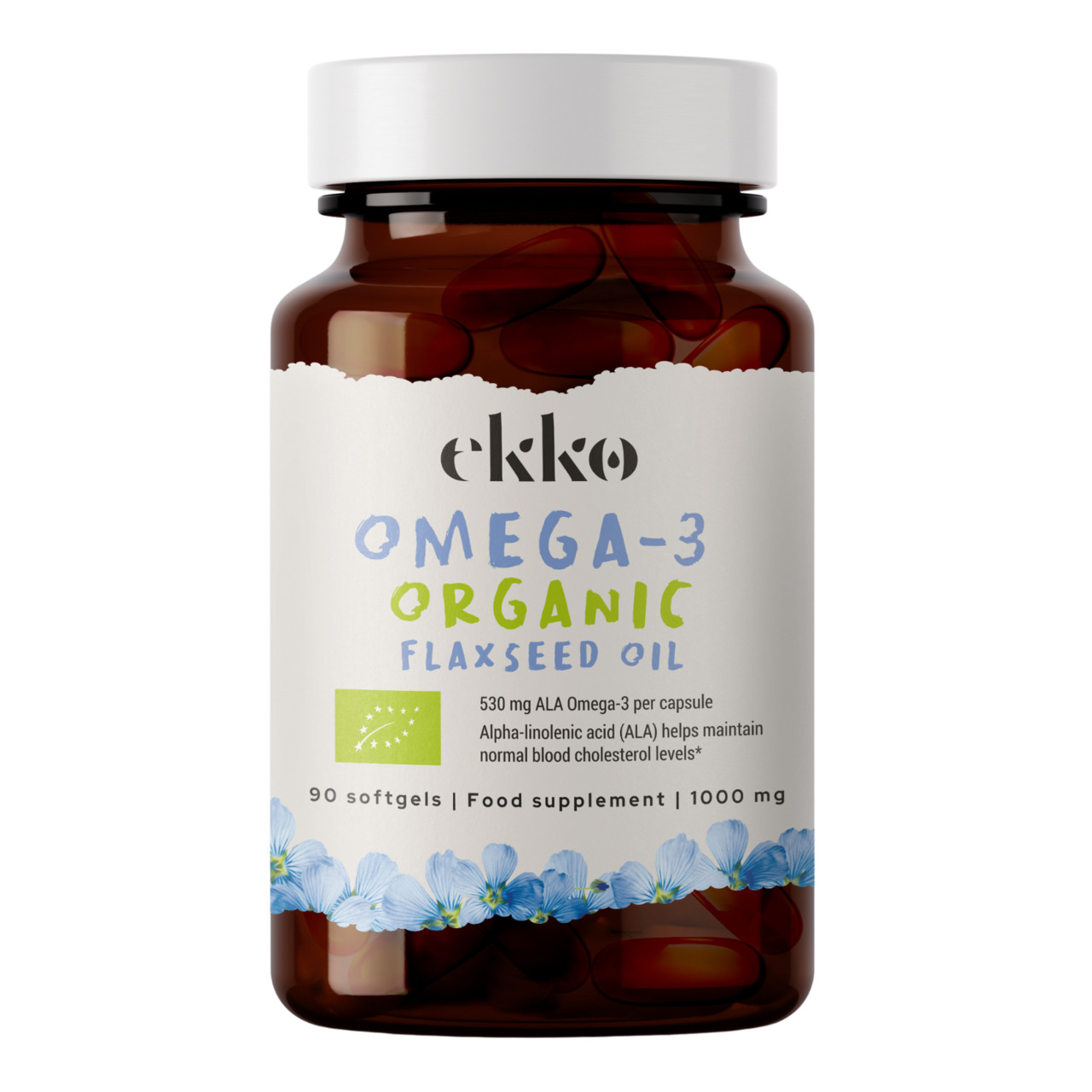EKKO Organic Omega-3 Flaxseed Oil Food Supplement Image