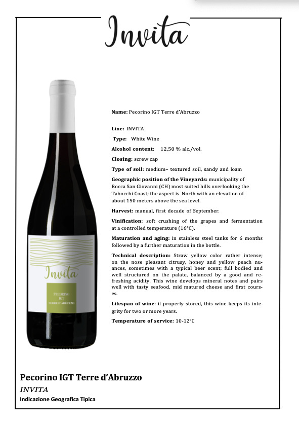 "INVITA" PECORINO IGT Terre d'Abruzzo  イメージ