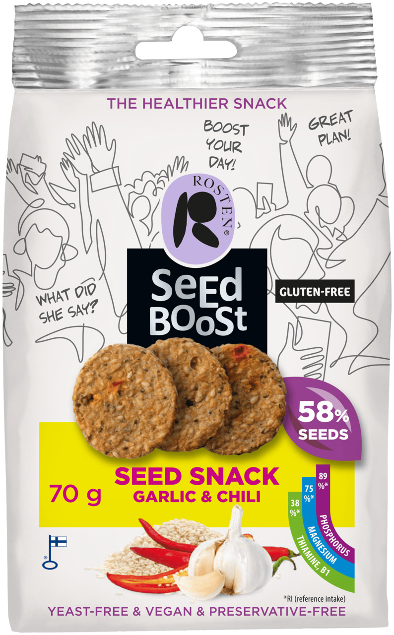ロステン シードブースト ガーリック＆チリ シードスナック イメージ