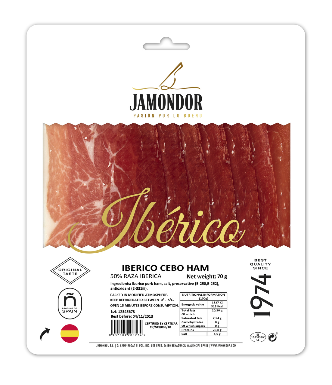 SLICED IBERICO IBERIAN CEBO HAM JAMON 70 grams CURED 26-30 MONTHS Image