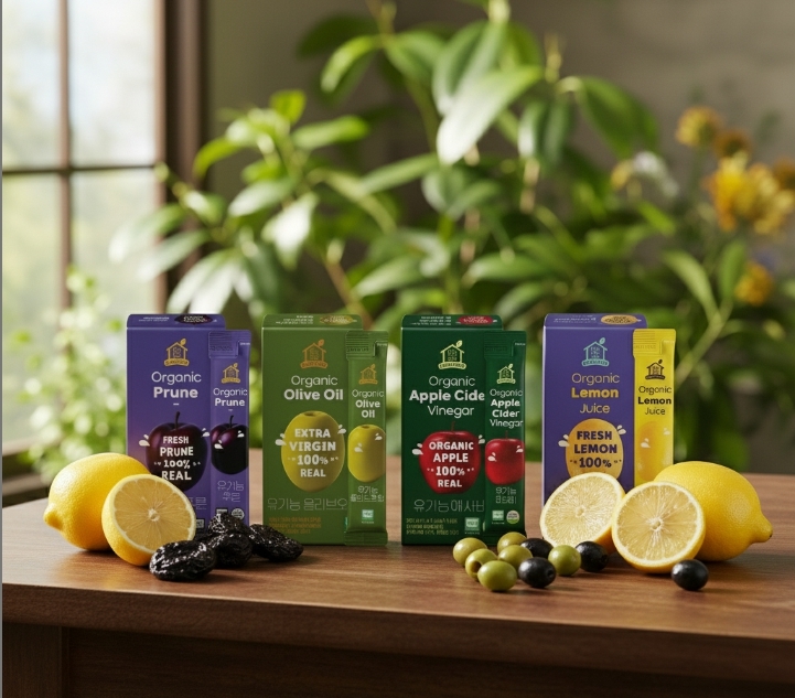 Organic lemon juice,Organic prune juice, Organic oliveoil Image