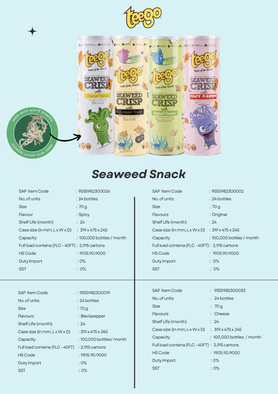 SEAWEED SNACK FLAVOURED (SEA SALT, ORIGINAL, BLACK PEPPER, SPICY,CHEESE) Image