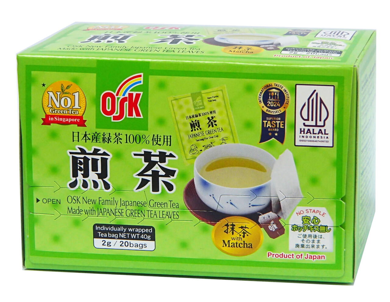 OSK NEW FAMILY JAPANESE GREEN TEA 2G X 20P X 14PCS Image