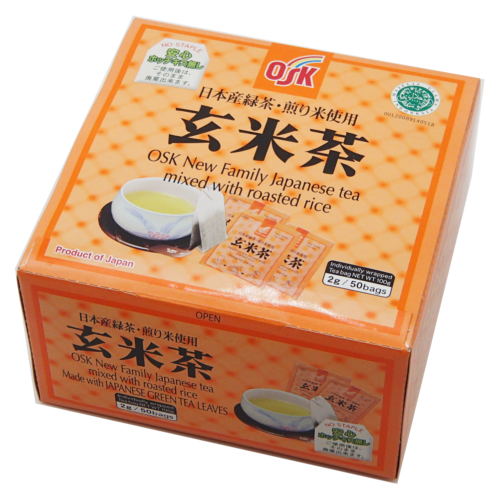 OSK NEW FAMILY JAPANESE TEA MIXED WITH ROASTED RICE 2G X 50P X 12PCS Image