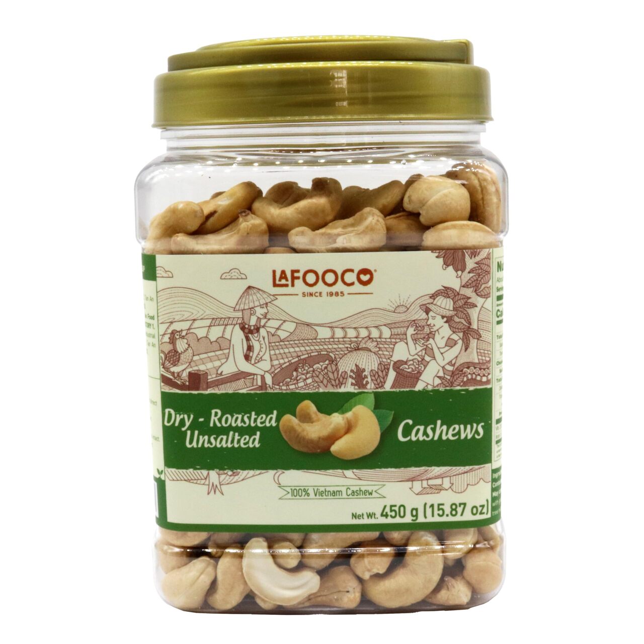 LAFOOCO UNSALTED DRY ROASTED CASHEWS 450G/ JAR Image