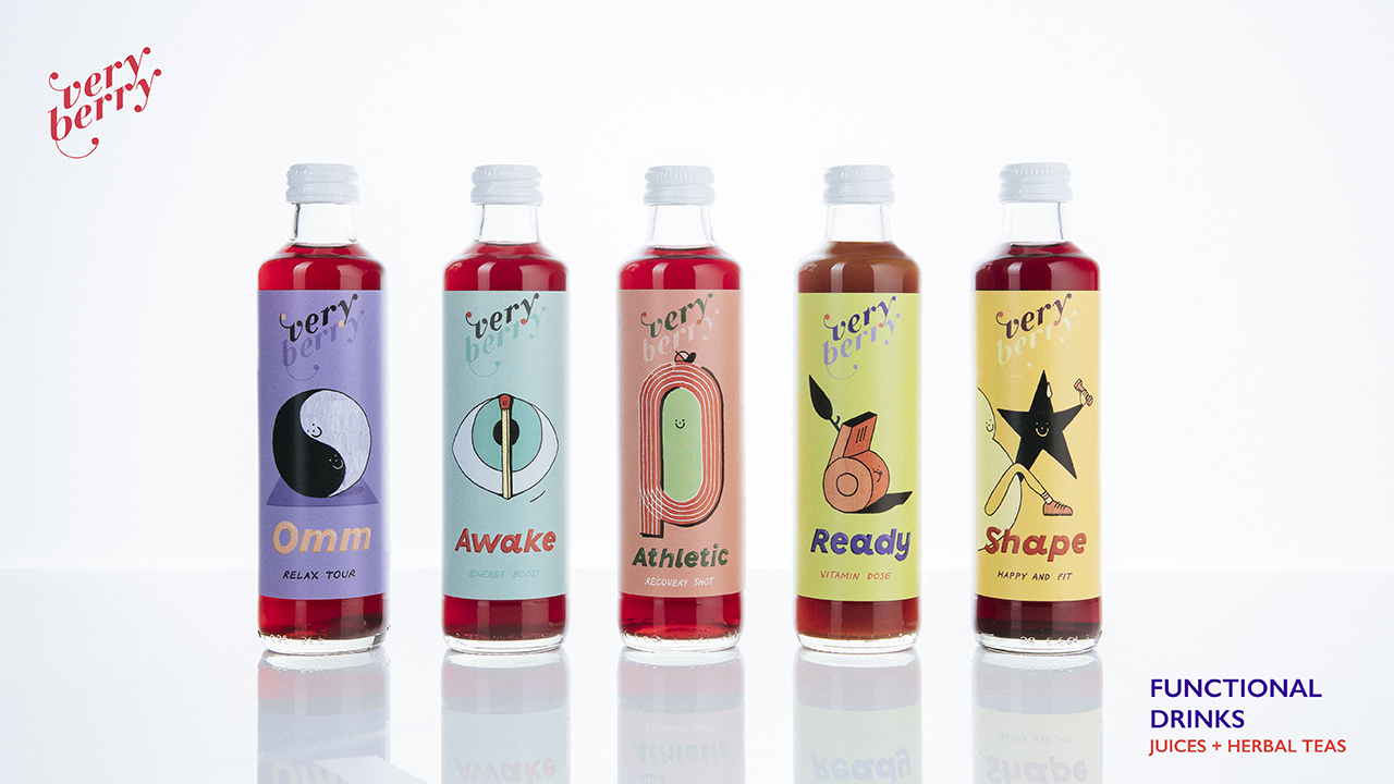 Very Berry functional drinks - Awake, Shape, Ready, Athletic, Omm イメージ