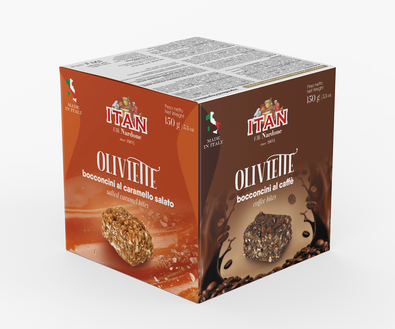 OLIVIETTE PACK OF SMALL SOFT NOUGATS FLAVOURED WITH PISTACHIO, SALTED CARAMEL, COFFEE, AND BLUEBERRY イメージ