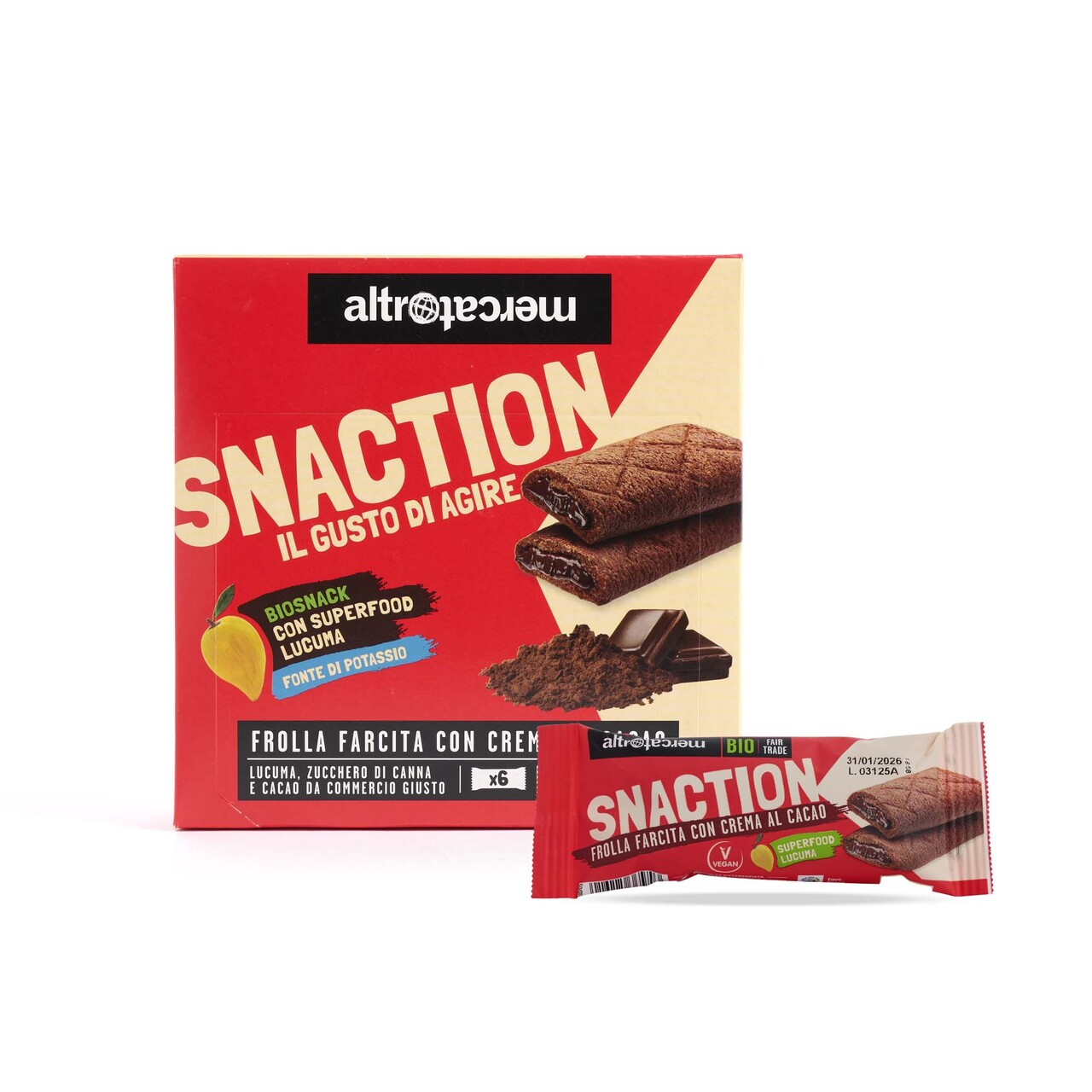 Dark shortcrust biscuit filled with cocoa and hazelnut cream. Pack of 6 bars (25 g each) Image