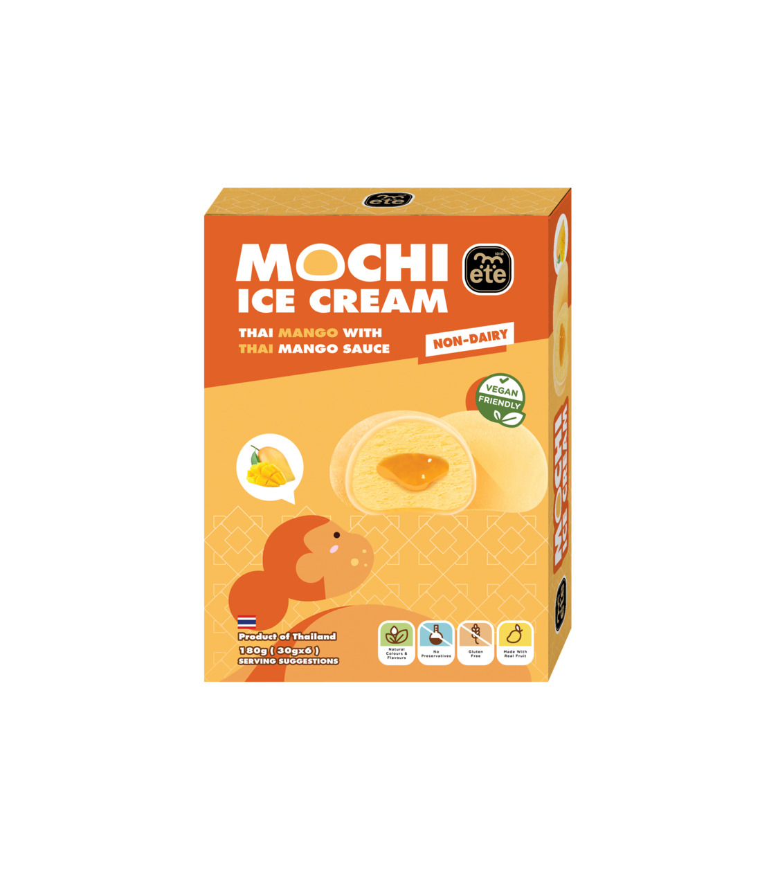 Mochi filled with mango mixed ice confection and mango filling Image