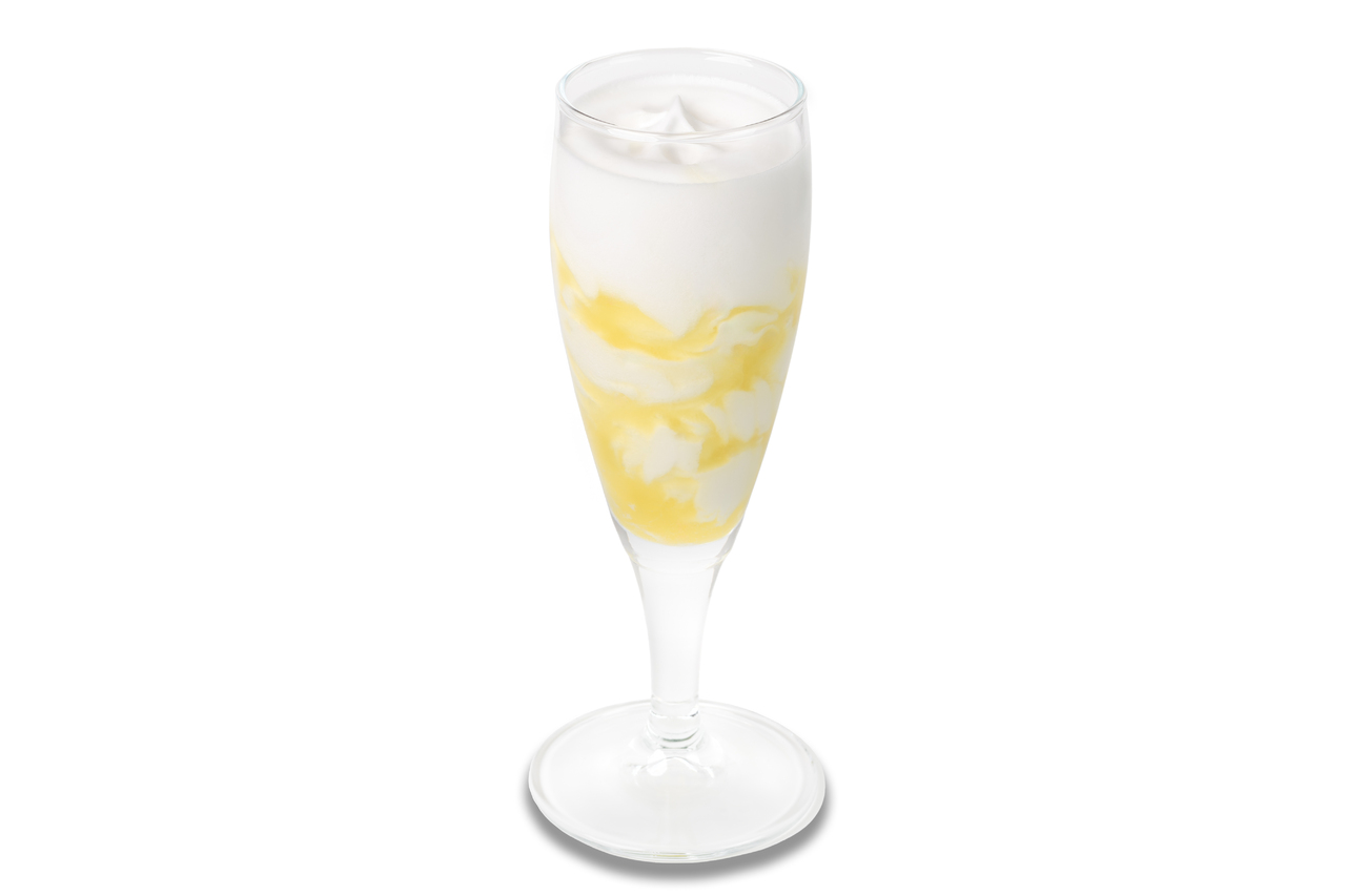 Flute with Sorbet with the flavors: Mango, Pineapple,Coffee & Italian Lemon. Image