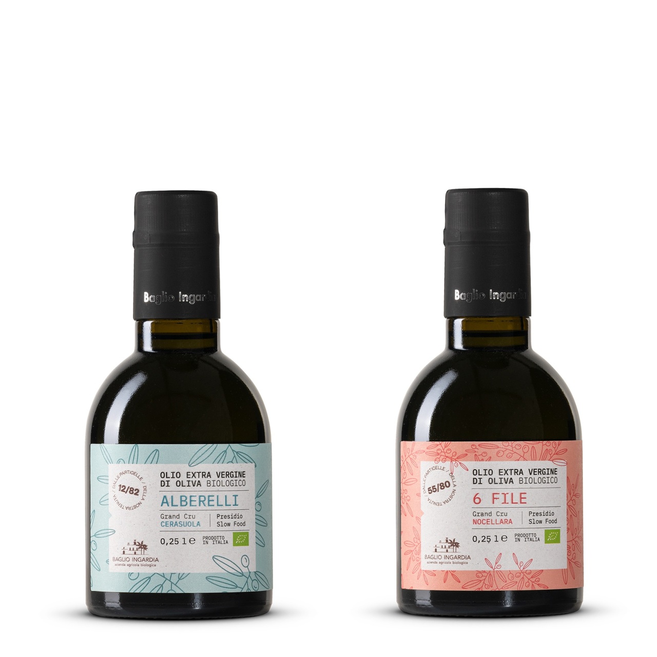 Organic Extra Virgin Olive Oil "Alberelli" Cerasuola monocultivar Slow Food Presidium, Organic Extra Virgin Olive Oil "6 Fìle" Nocellara monocultivar Slow Food Presidium Image