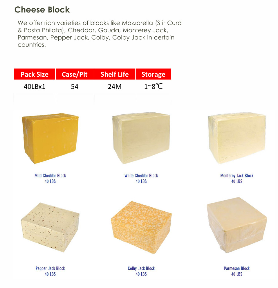 Mozzarella/Cheddar/Jack/Parmesan Cheese Block 40lb Image