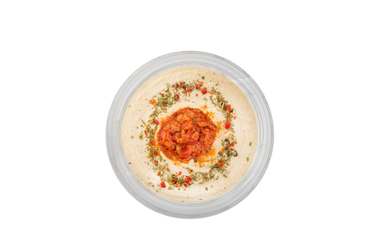 Hummus with tomato bruschetta & herbs  Image