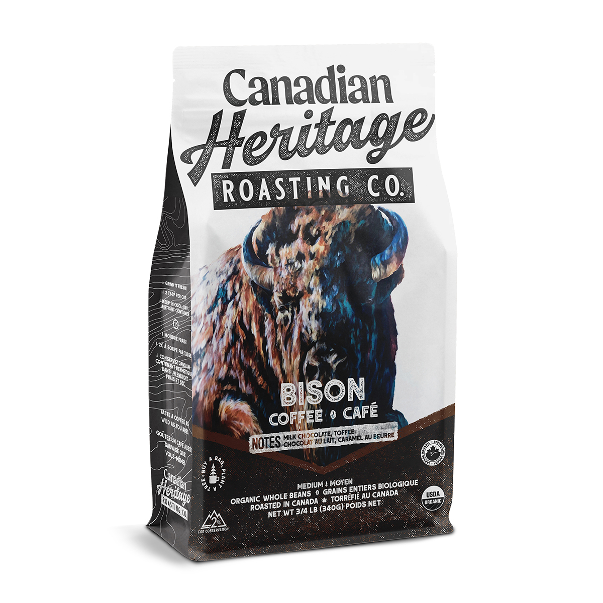 Canadian Heritage Roasting Whole Bean Coffee: Bison, Grizzly, Salmon Run, Burnt Timber - 340g & 908g イメージ