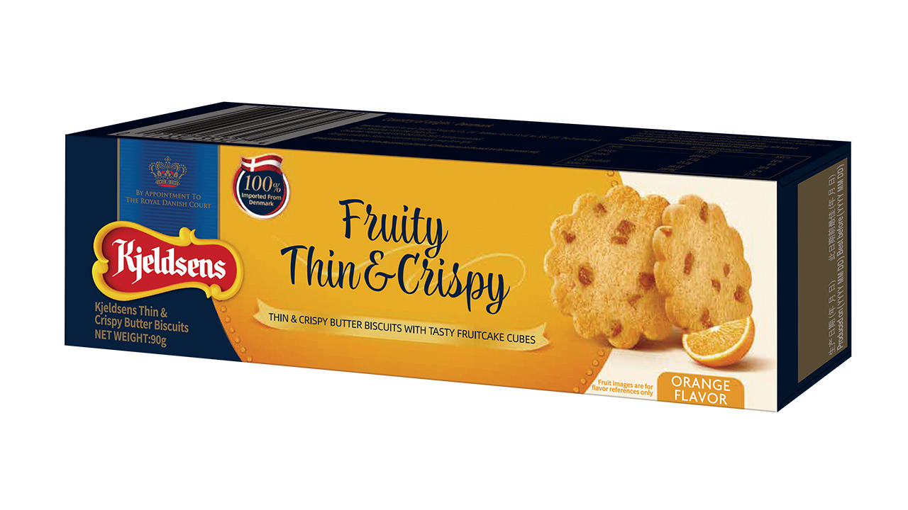 Kjeldsens Fruity Thin & Crispy 90g - Orange Flavour Image