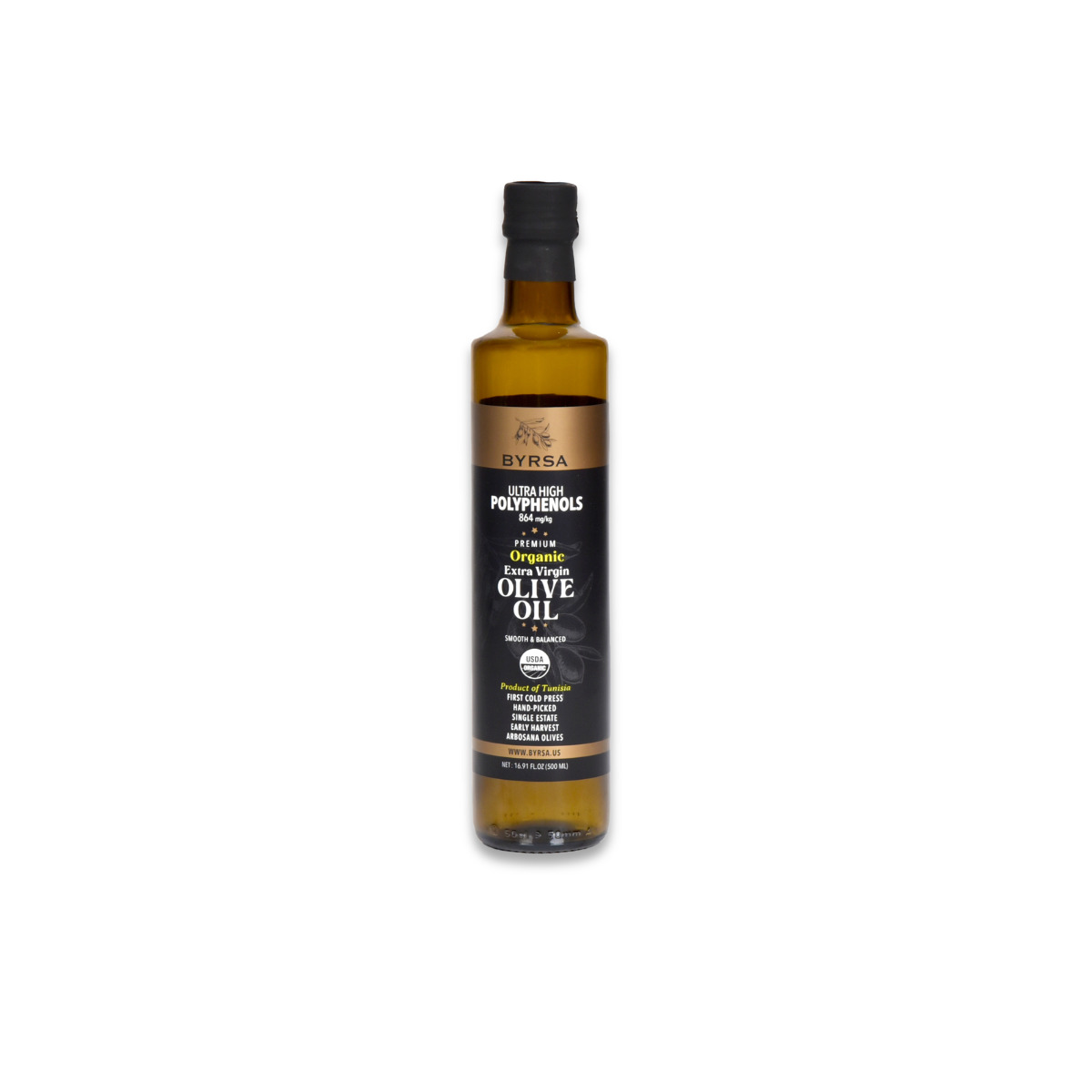 BYRSA High Polyphenol 864mg/Kg Organic Extra Virgin Olive Oil 500ml Image