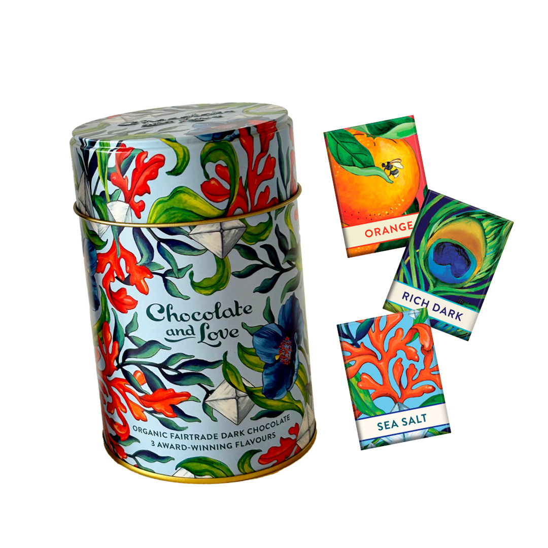 Chocolate and Love - Tins - 2 tins with organic & Fairtrade chocolate napolitains Image