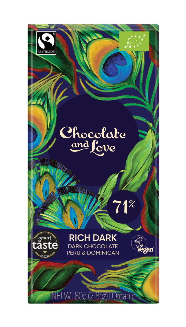 Chocolate and Love - Rich Dark 71% - Dark chocolate. Organic, Fairtade, Vegan. Image