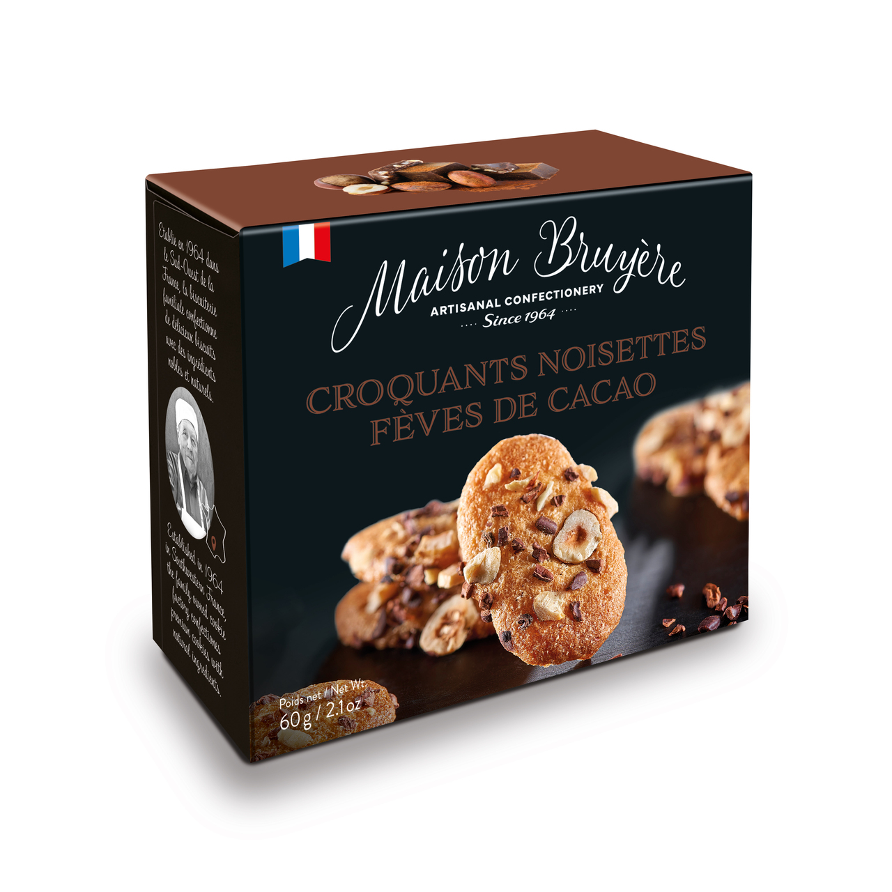 Hazelnut and cacao nibs crunchy biscuits Image