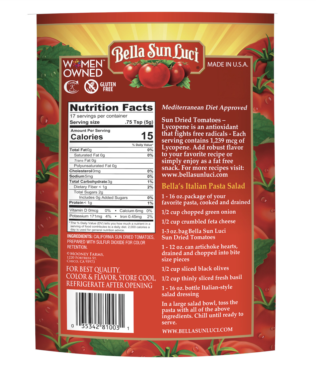 Bella Sun Luci California Sun Dried Tomato Halves Image