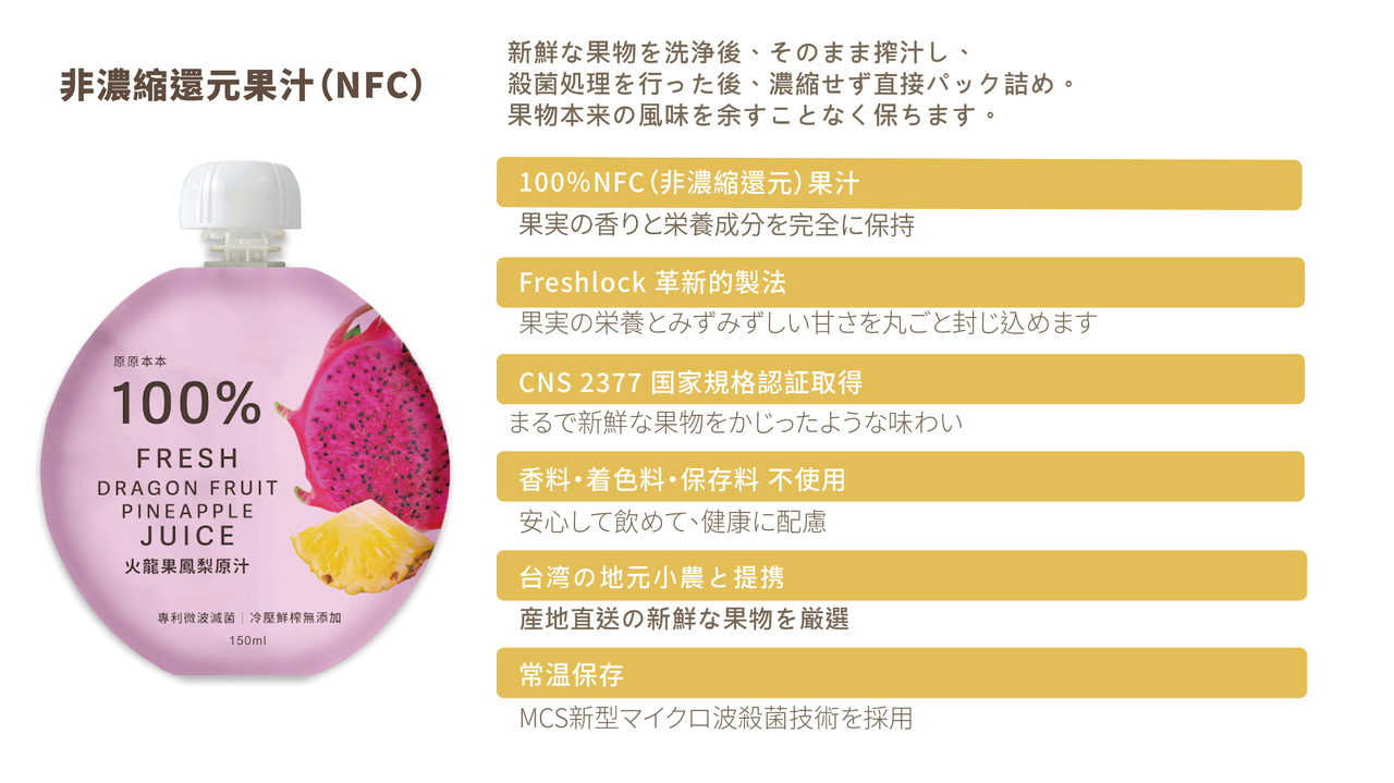 原原本本‐100％ドラゴンフルーツ＆パイナップルストレート果汁 イメージ