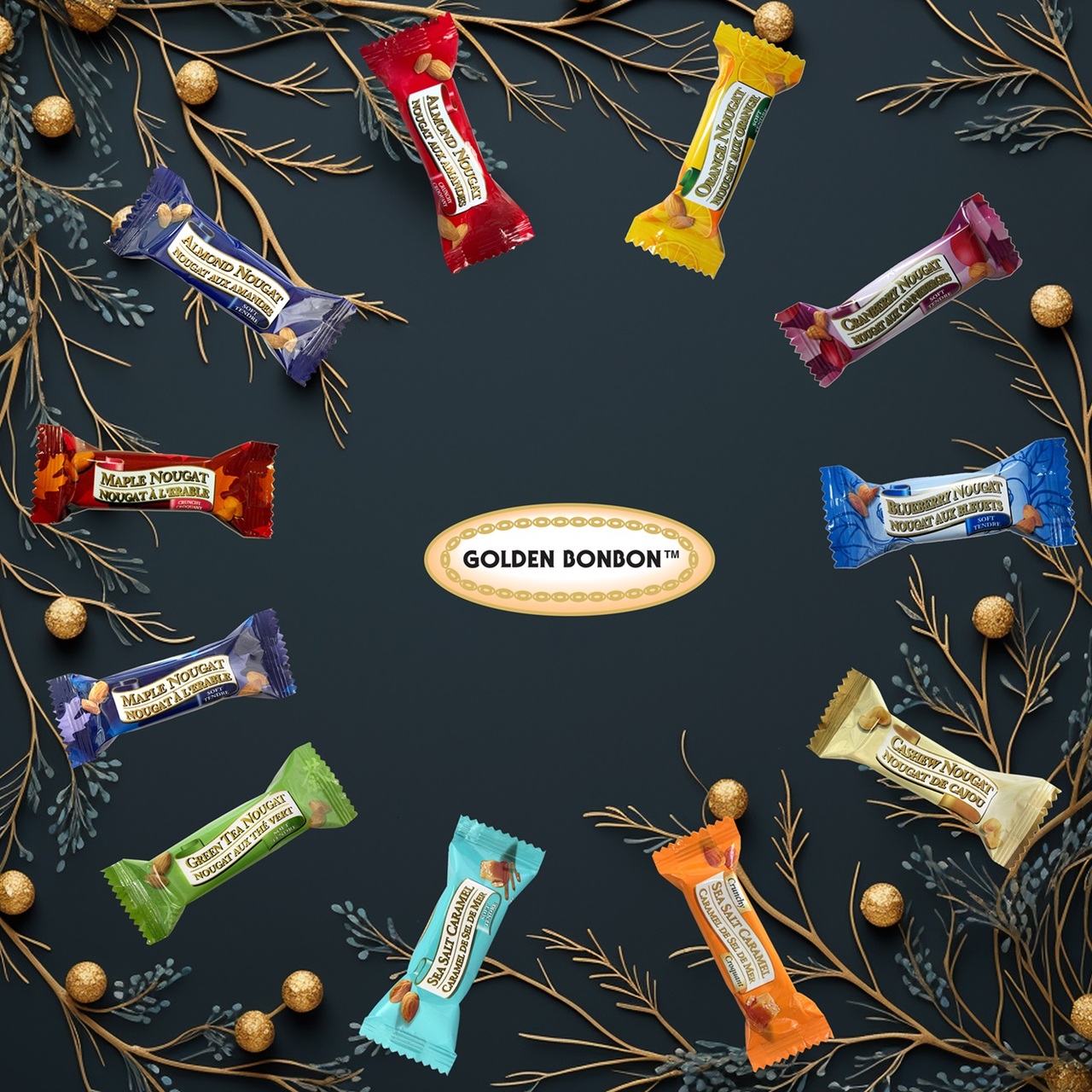 Golden Bonbon Honey Almond Nougat Candy Image