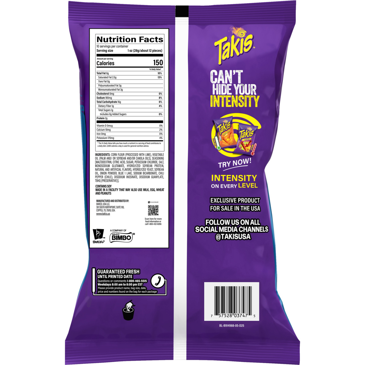 Takis Blue Heat rolled tortilla chips Image