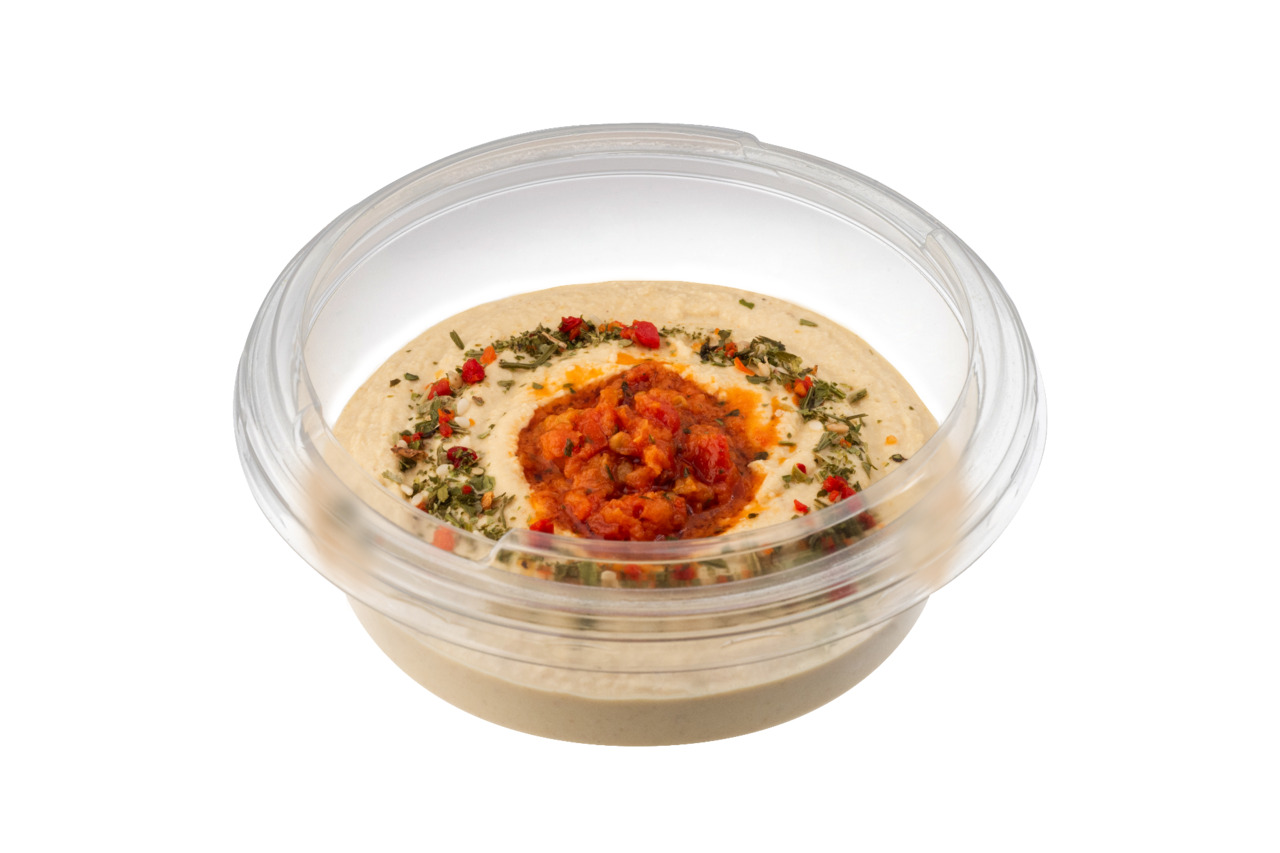 Hummus with tomato bruschetta & herbs  Image