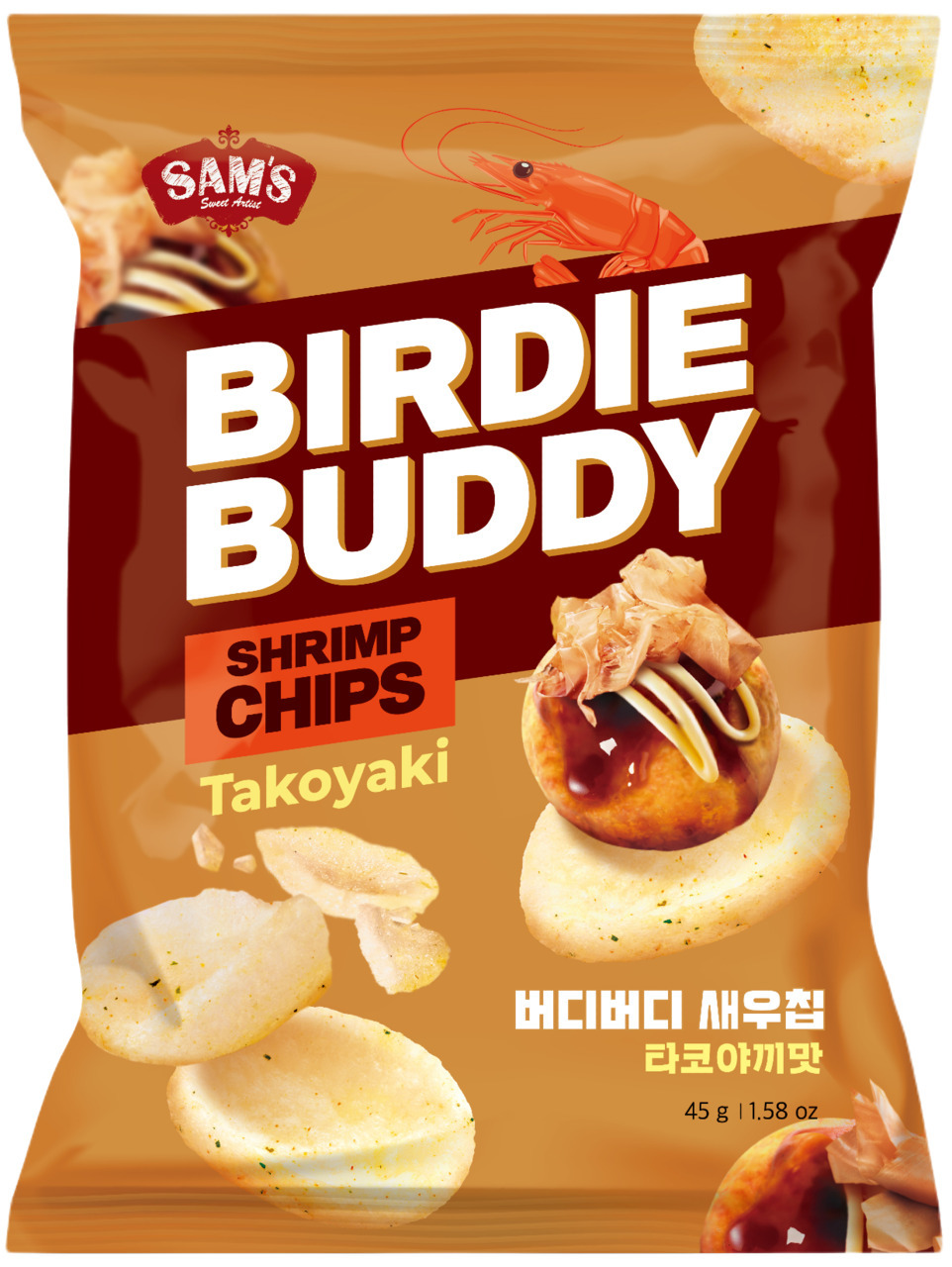 バーディーバーディー エビチップ:シュリンプチップス チリマヨ味／たこ焼き味 イメージ