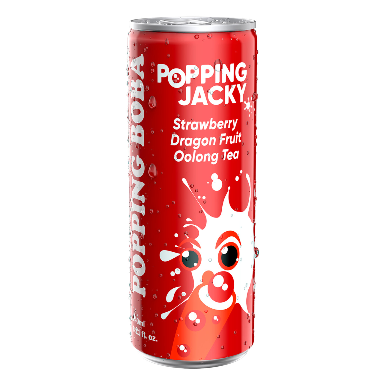 Strawberry dragon fruit oolong tea drink with popping boba Image