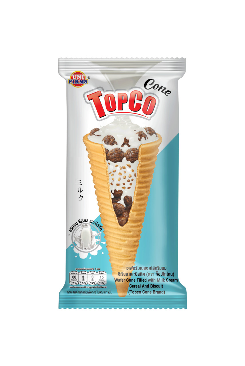 WAFER CONE FILLED WITH CHOCOLATE FUDGE CEREAL AND BISCUIT (TOPCO CONE) Image