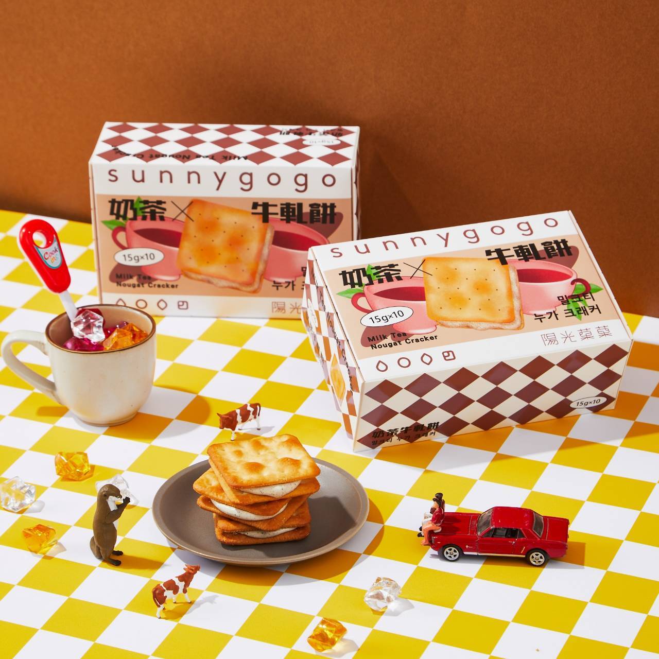 ミルクヌガークラッカー、ミルクティーヌガークラッカー、コーヒーヌガークラッカー イメージ