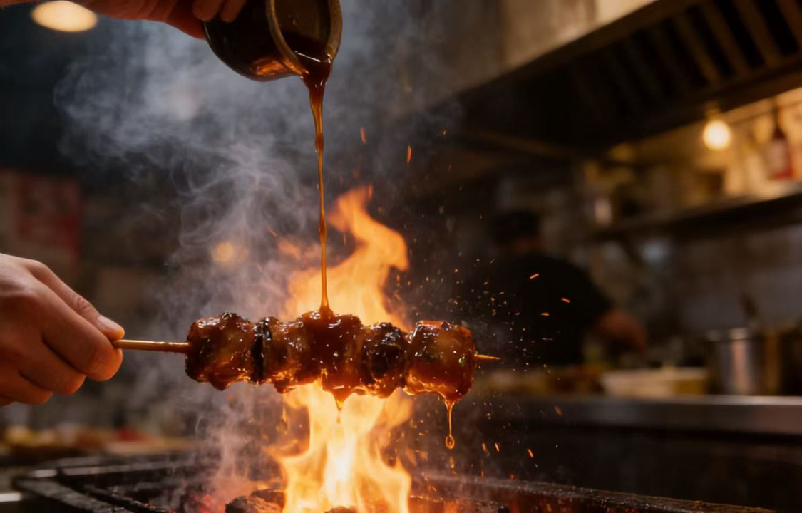 Charcoal-Grilled Sauced Chicken Leg Meat Skewers Image