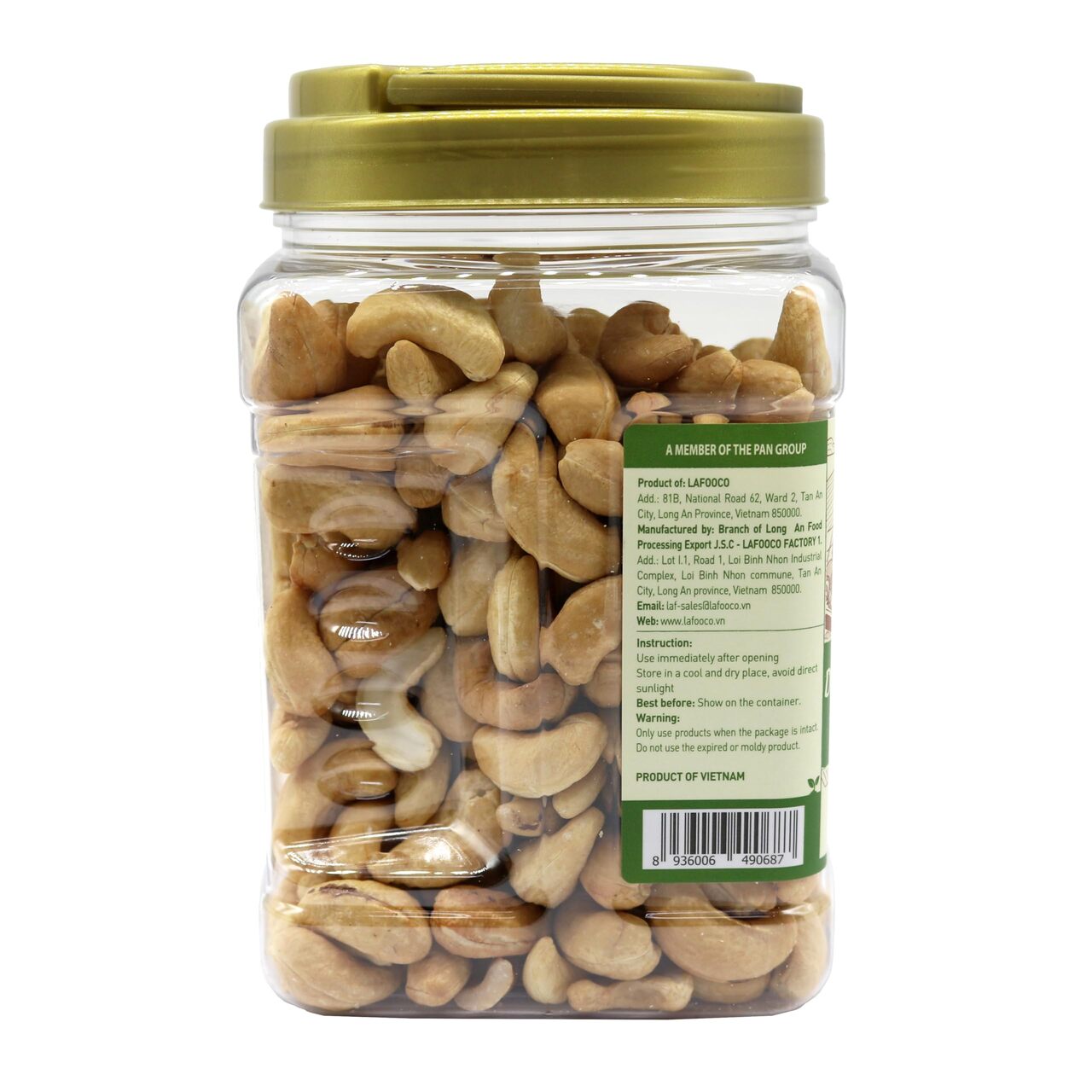 LAFOOCO UNSALTED DRY ROASTED CASHEWS 450G/ JAR Image