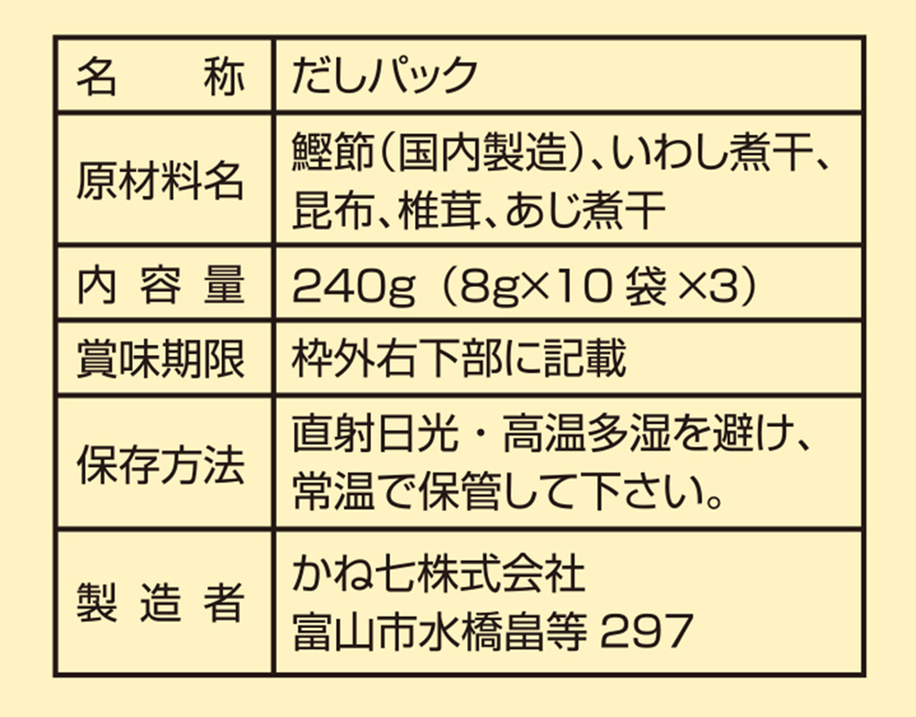 料亭仕込み　天然だしの素パック30p イメージ