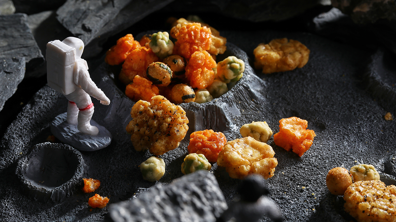 Mixed Nuts and Rice Crackers Image