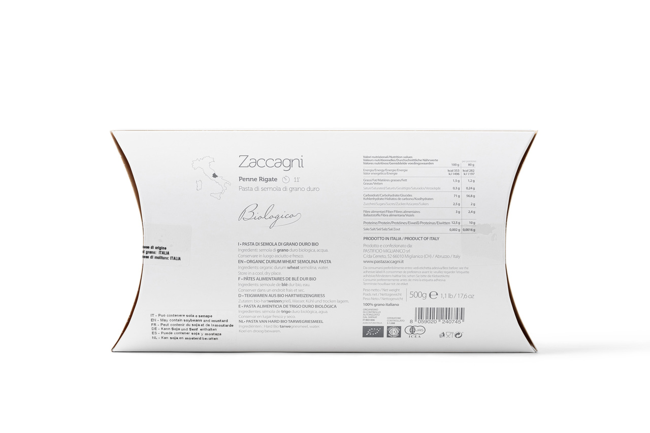 ORGANIC DURUM WHEAT SEMOLINA PENNE RIGATE Image