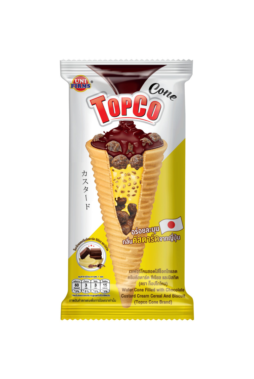 WAFER CONE FILLED WITH CHOCOLATE FUDGE CEREAL AND BISCUIT (TOPCO CONE) Image