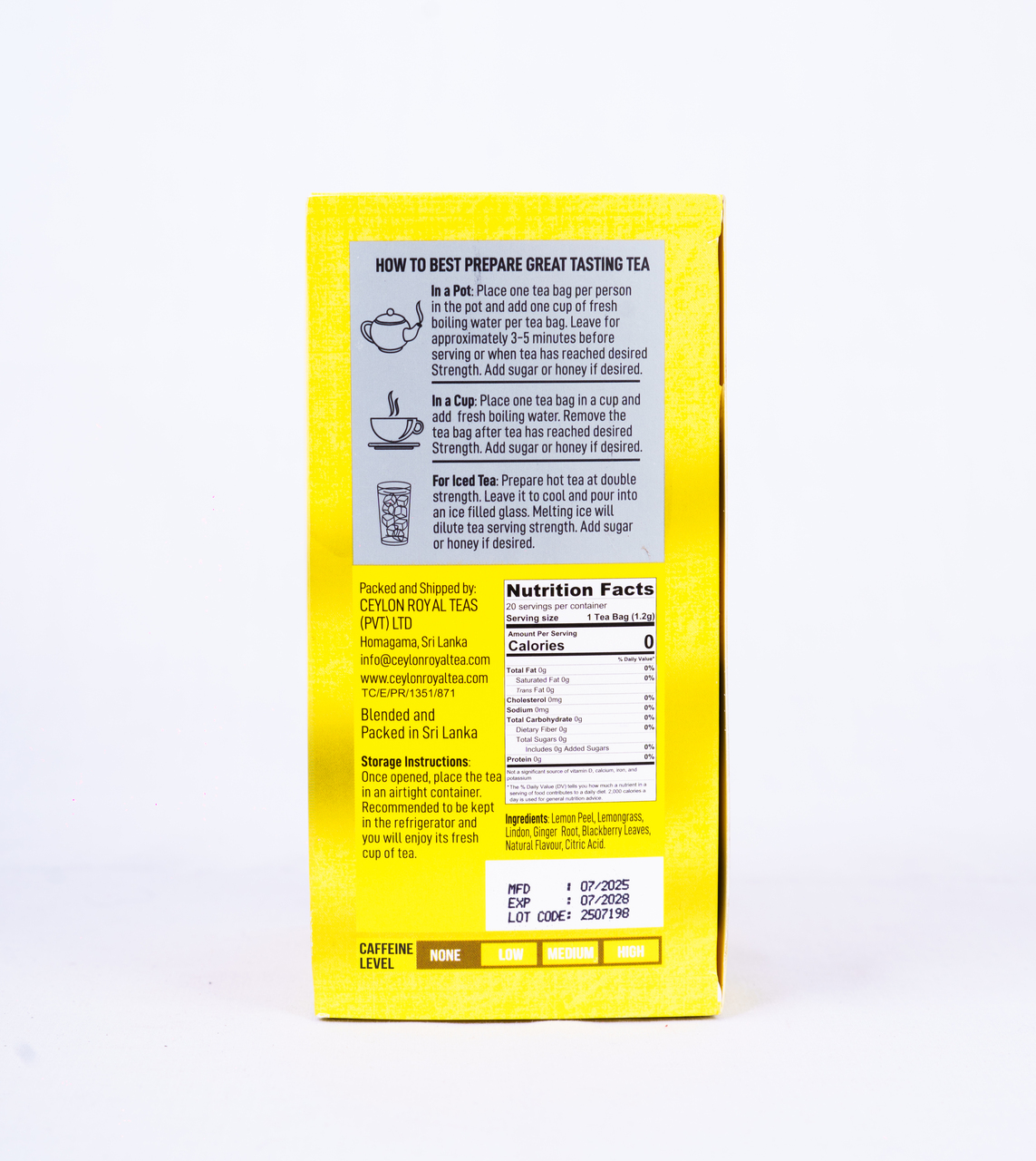 Chami Lemon & Ginger Herbal Tea 20 Tea bags Image