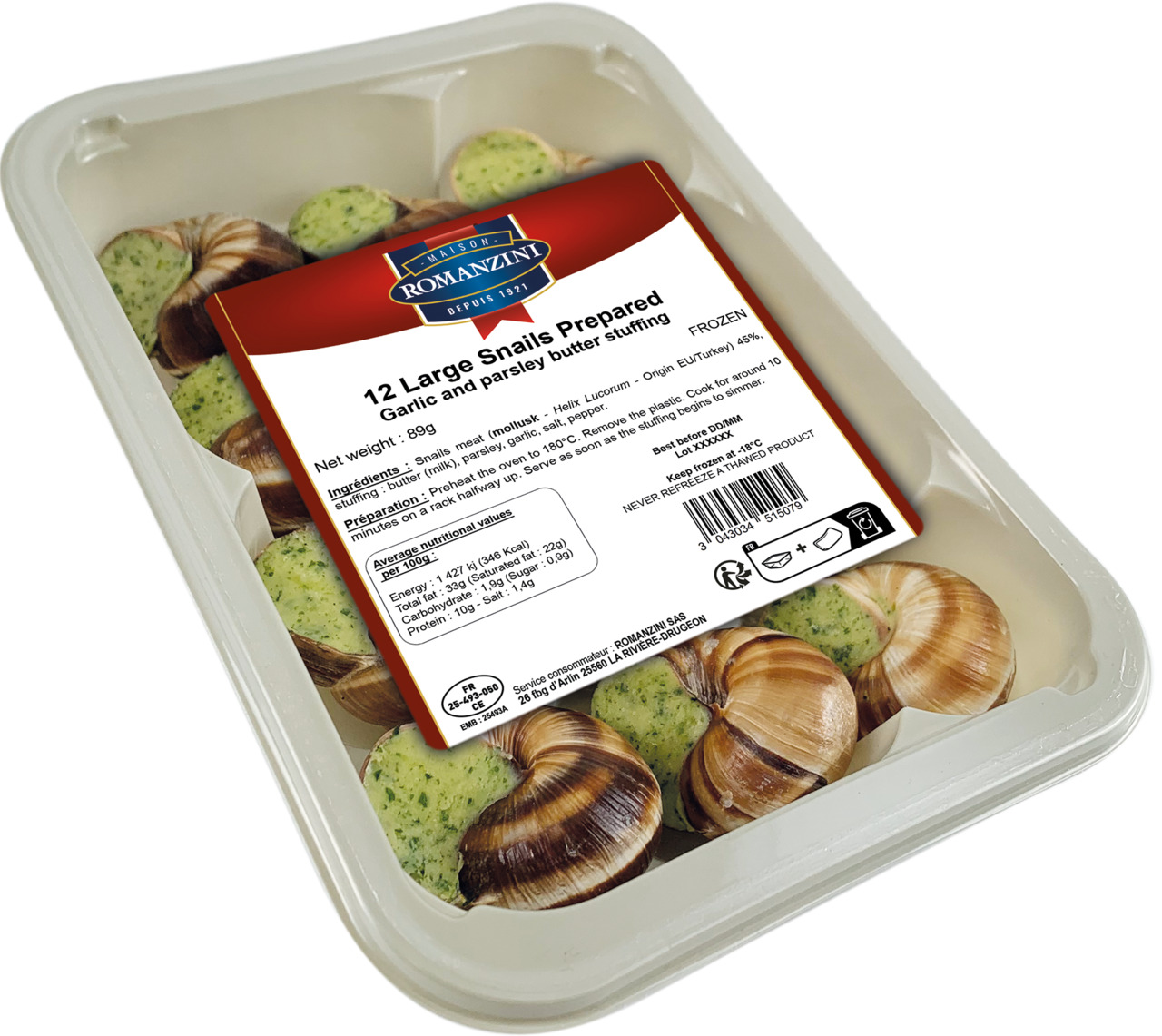 Cooked prepared frozen snails Image