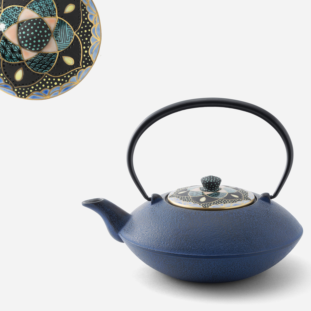 Cast Iron Teapot L Blue Kumo Hoshi Kanmuri  Image