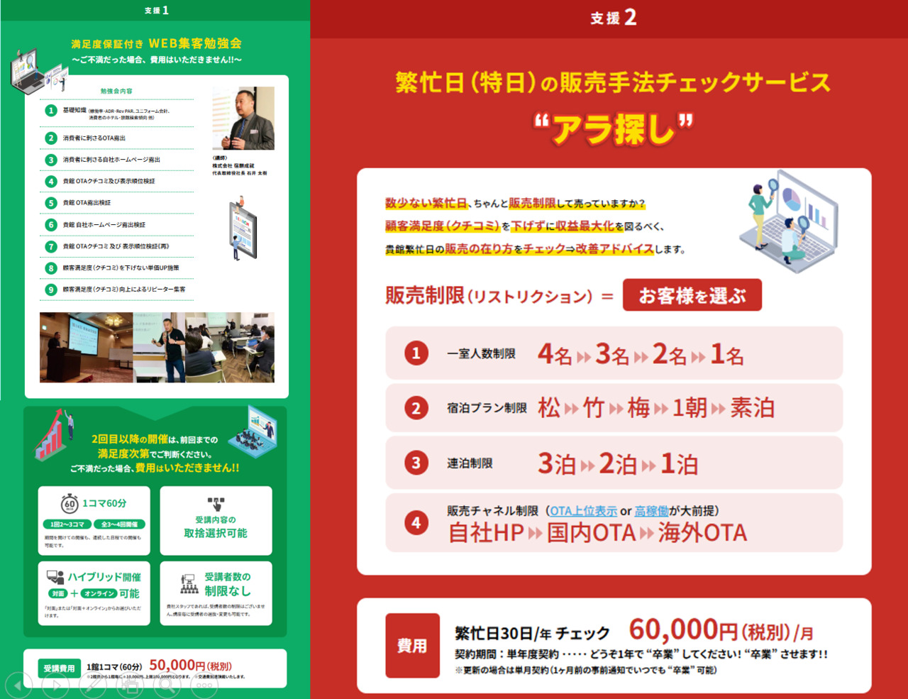 【株式会社宿願成就】■WEB集客支援①WEB集客勉強会開催②繁忙日販売手法チェックサービス Image