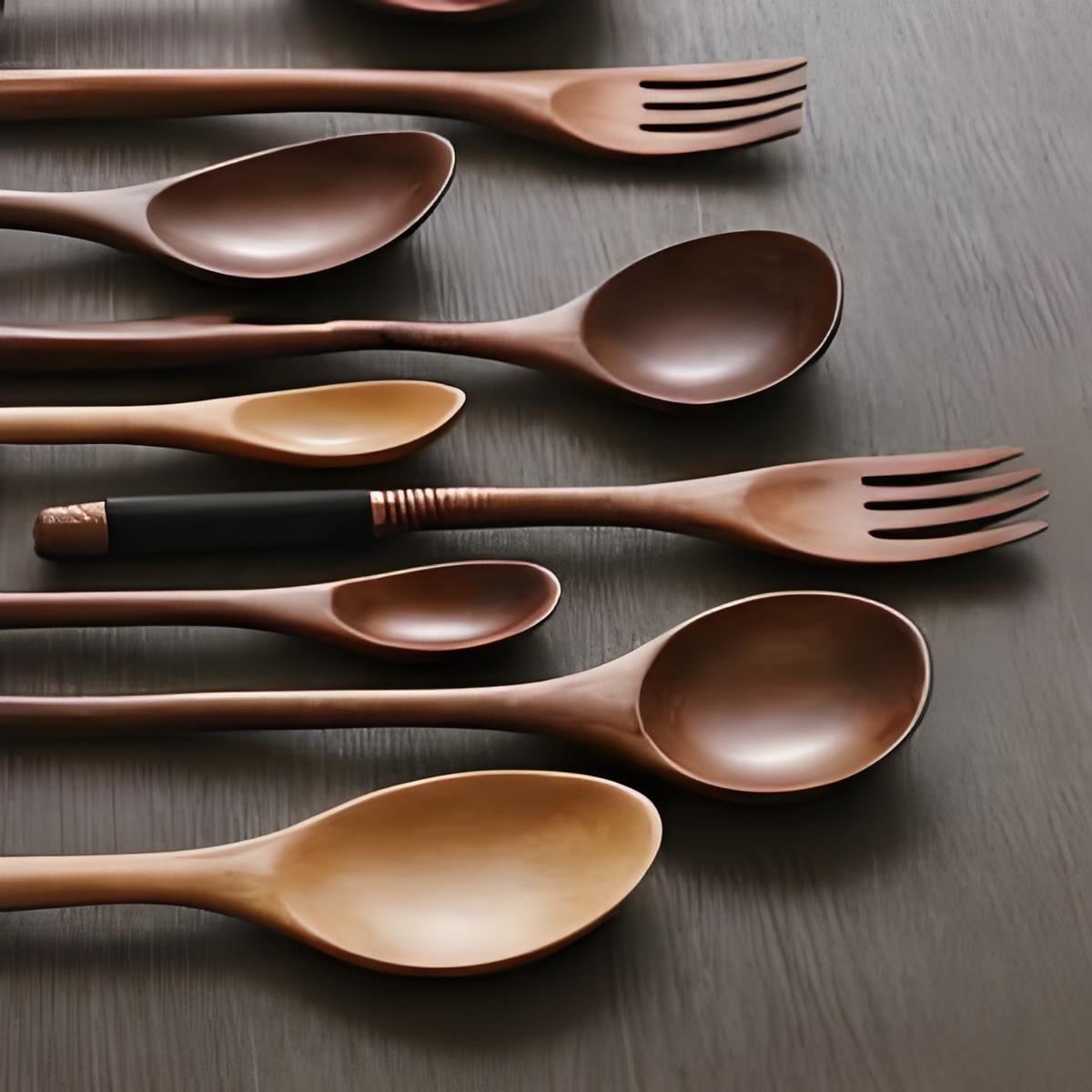 木製　カトラリー　お玉　スプーン　フォーク　ナイフ　業務用食洗機対応加工 イメージ