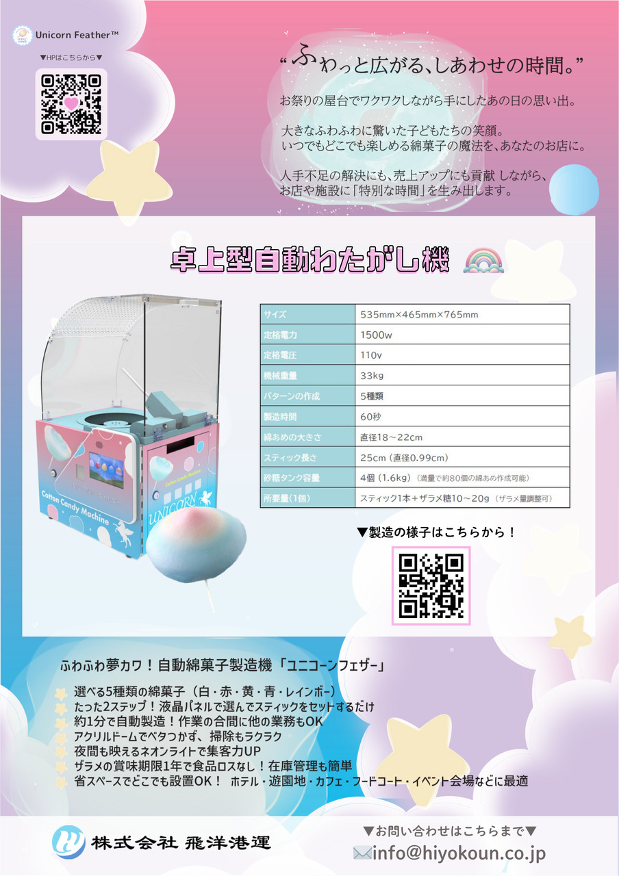 卓上型自動わたがし機 イメージ