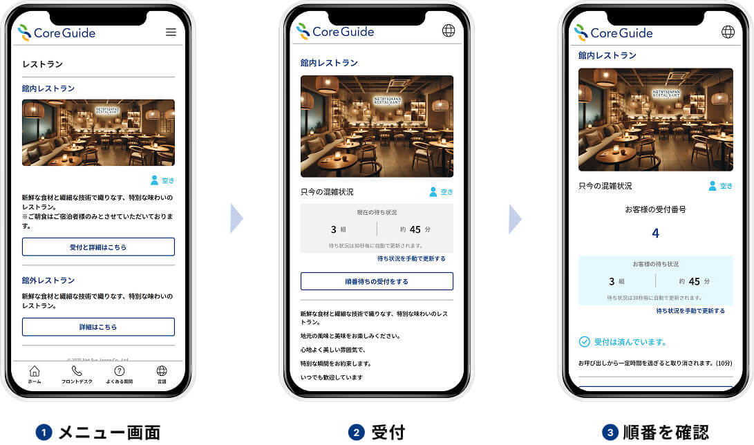 3-4. 宿泊施設向けレストラン順番待ちシステム イメージ