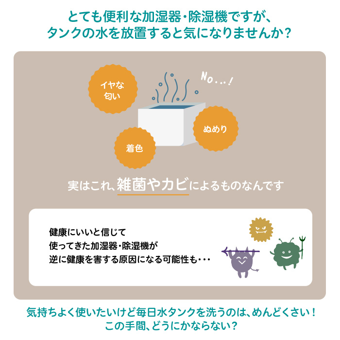 加湿器・除湿器水タンク用抗菌剤「Cuっとクリーン」 イメージ